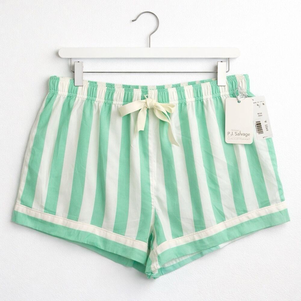 P.J. Salvage Mint Green and White Striped Sleep Shorts